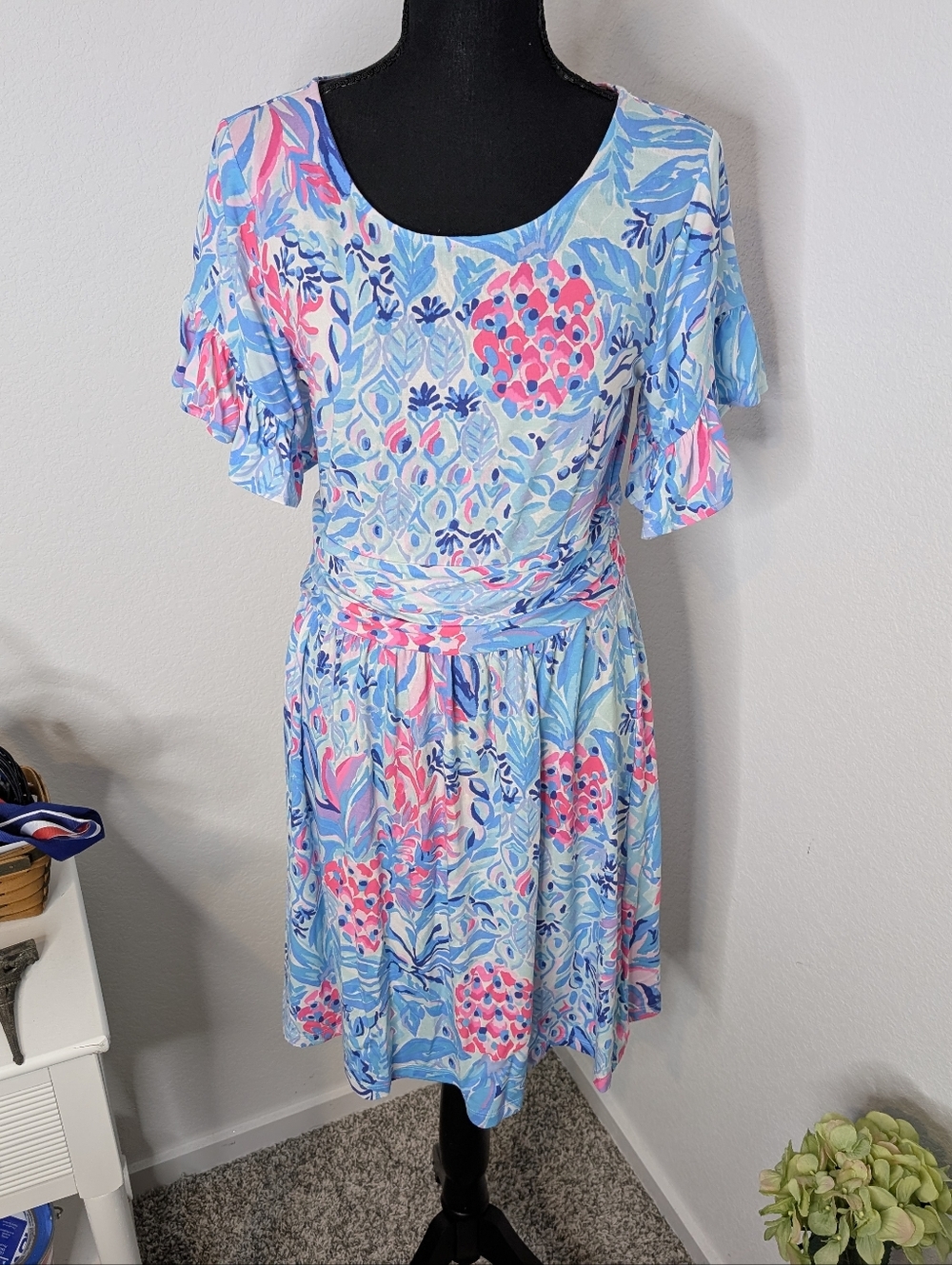 Lilly Pulitzer Riegan Zanzibar Blue Party Princess Fit Flare Dress Size M - Picture 5 of 9